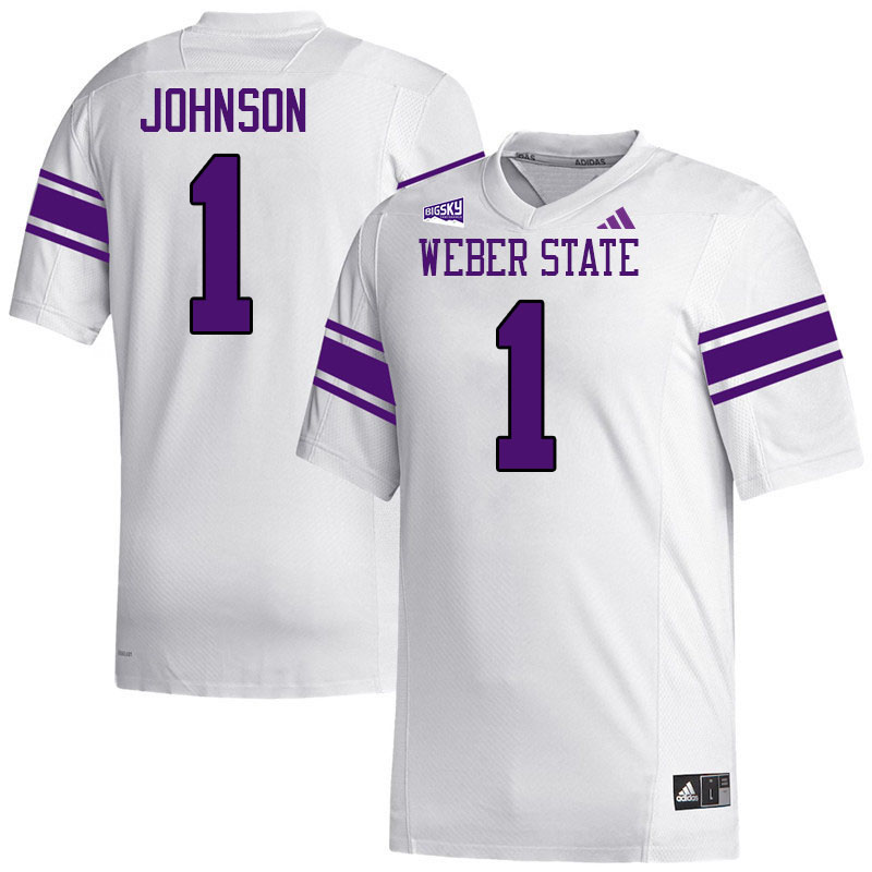 Weber State Wildcats #1 Taron Johnson College Football Jerseys,Uniforms Stitched-White